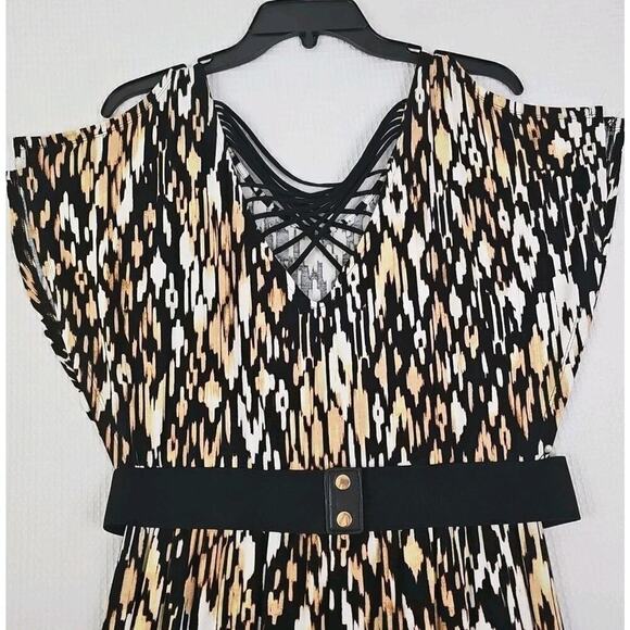 Spence ~Woman Size S~ Beige/Brown Animal Print Sleeveless Drest Elastick Waist. - Picture 8 of 16